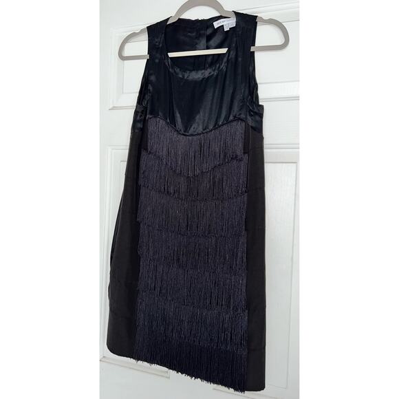 See by Chloe Satiny Fringe Black Mini Dress - size 2 - Picture 4 of 6